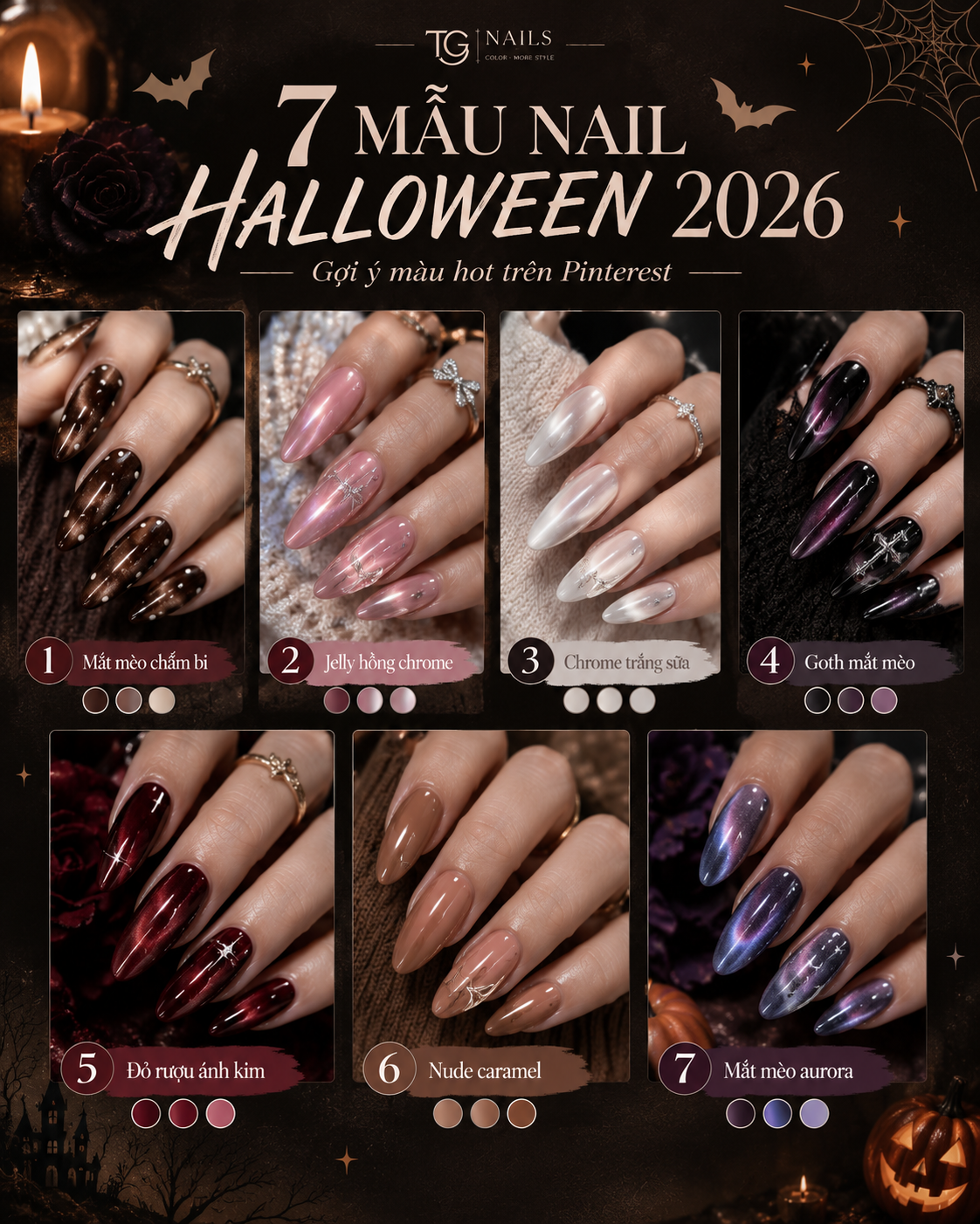 Gợi ý mẫu nail Halloween 2026: Cá tính, ma mị mà vẫn dễ ứng dụng