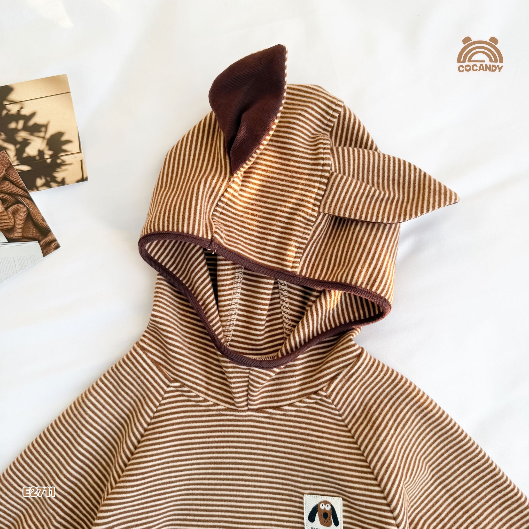 Áo hoodie kẻ NÂU mũ tai cún_thumbnail_5