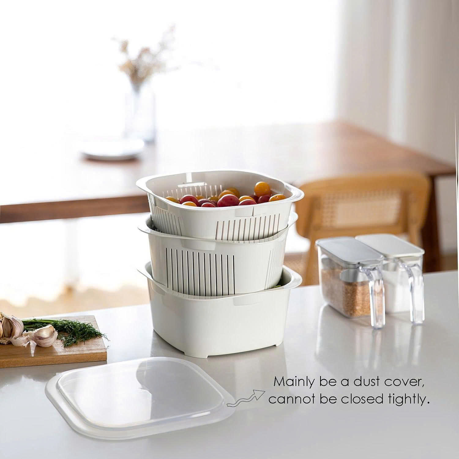 BỘ 3 CHẬU RỔ VUÔNG KÈM NẮP SHIMOYAMA