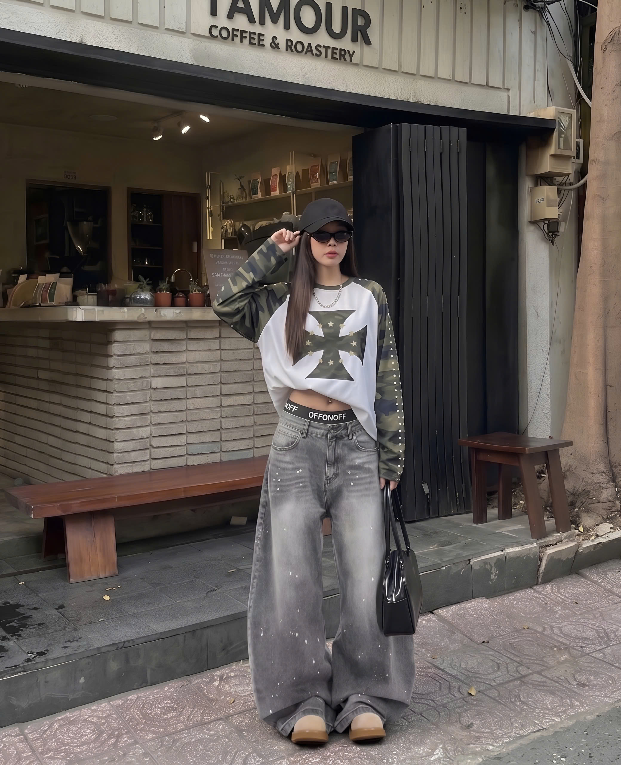 Áo Thun Tay Dài Form Boxy HIDDN Camo Cross Star Raglan_thumbnail_5