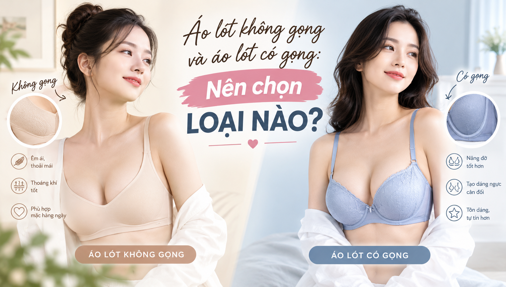 Áo lót không gọng và áo lót có gọng: Nên chọn loại nào?
