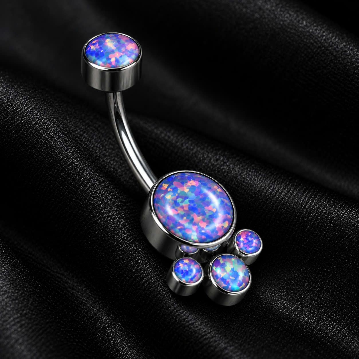 rốn titan đá opal tím khoai môn sữa dừa đính ba đá tròn