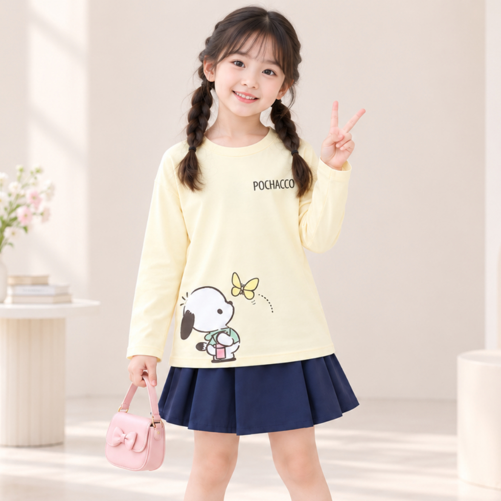 Áo thun dài tay bé gái hình in POCHACCO dễ thương - Loza Kids KT3739_thumbnail_0