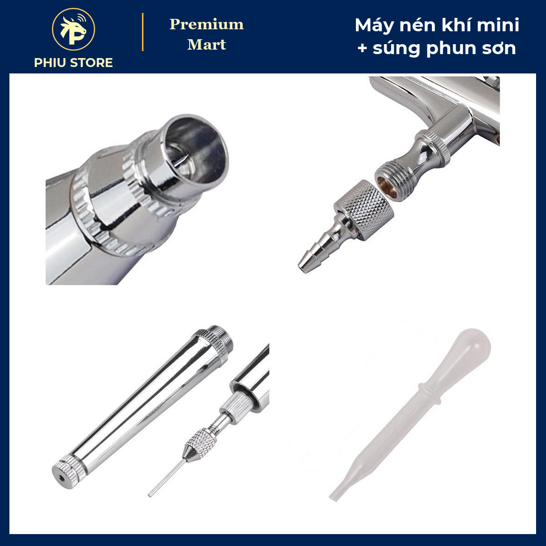 Máy Nén Khí Mini Kèm Súng Phun Sơn Airbrush Kim 0,3 mm, Lọc Nước - Phun Sơn Mô Hình, Trang Điểm, Làm Bánh - PHIU STORE_thumbnail_4