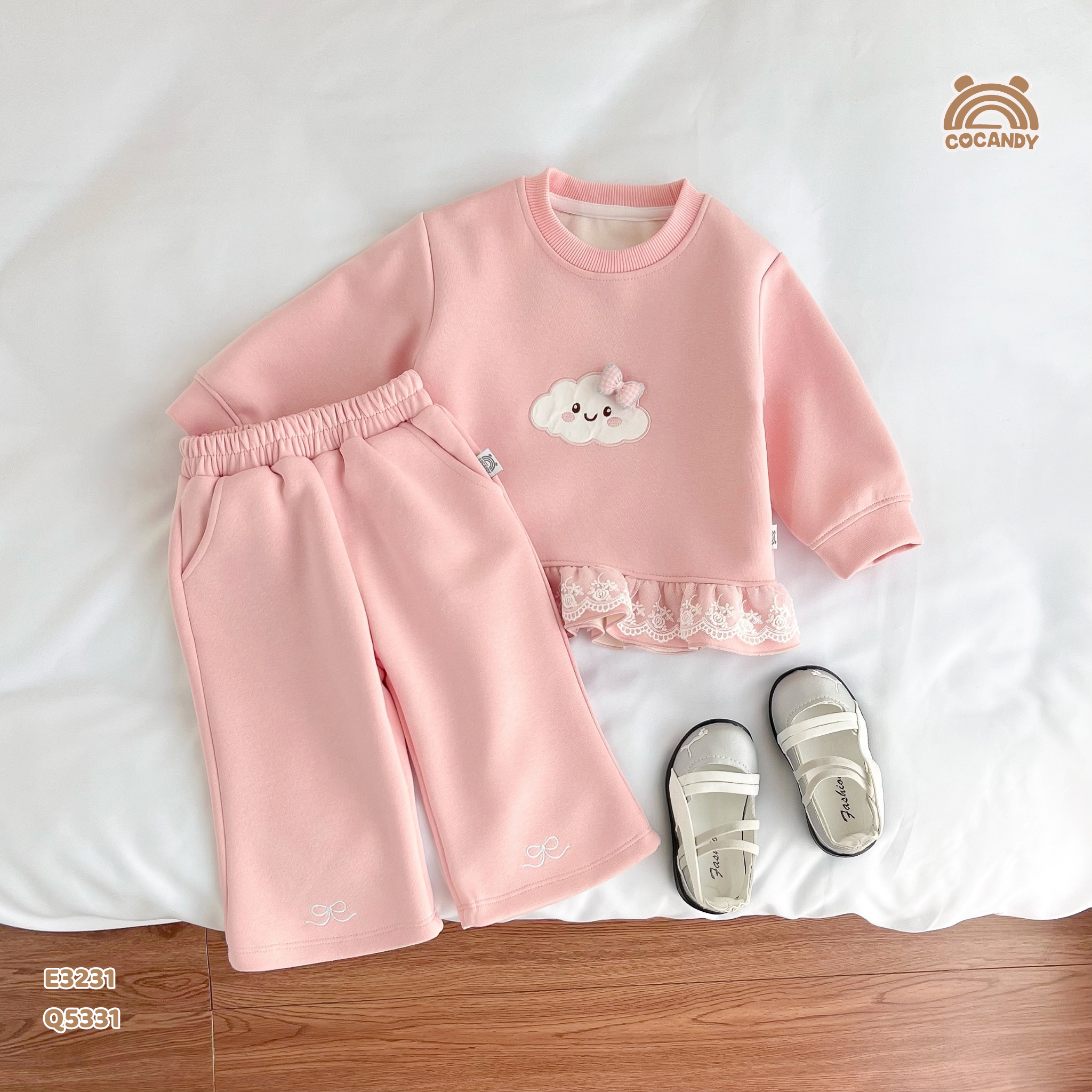 Quần dài HỒNG thêu hình