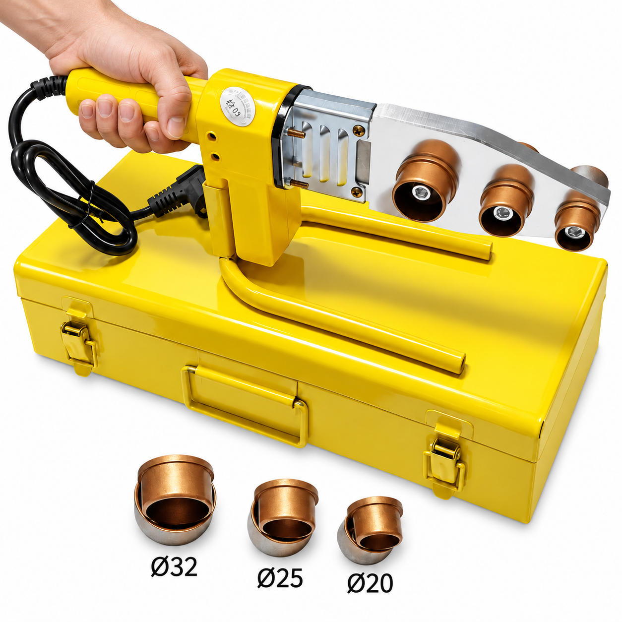 Máy hàn nhiệt - hàn ống nước, các loại ống nhựa nhiệt dẻo PP-R, PE, PP-C.Công suất 500W / 1200W,cốc từ 20-63, dây chống cháy_thumbnail_2