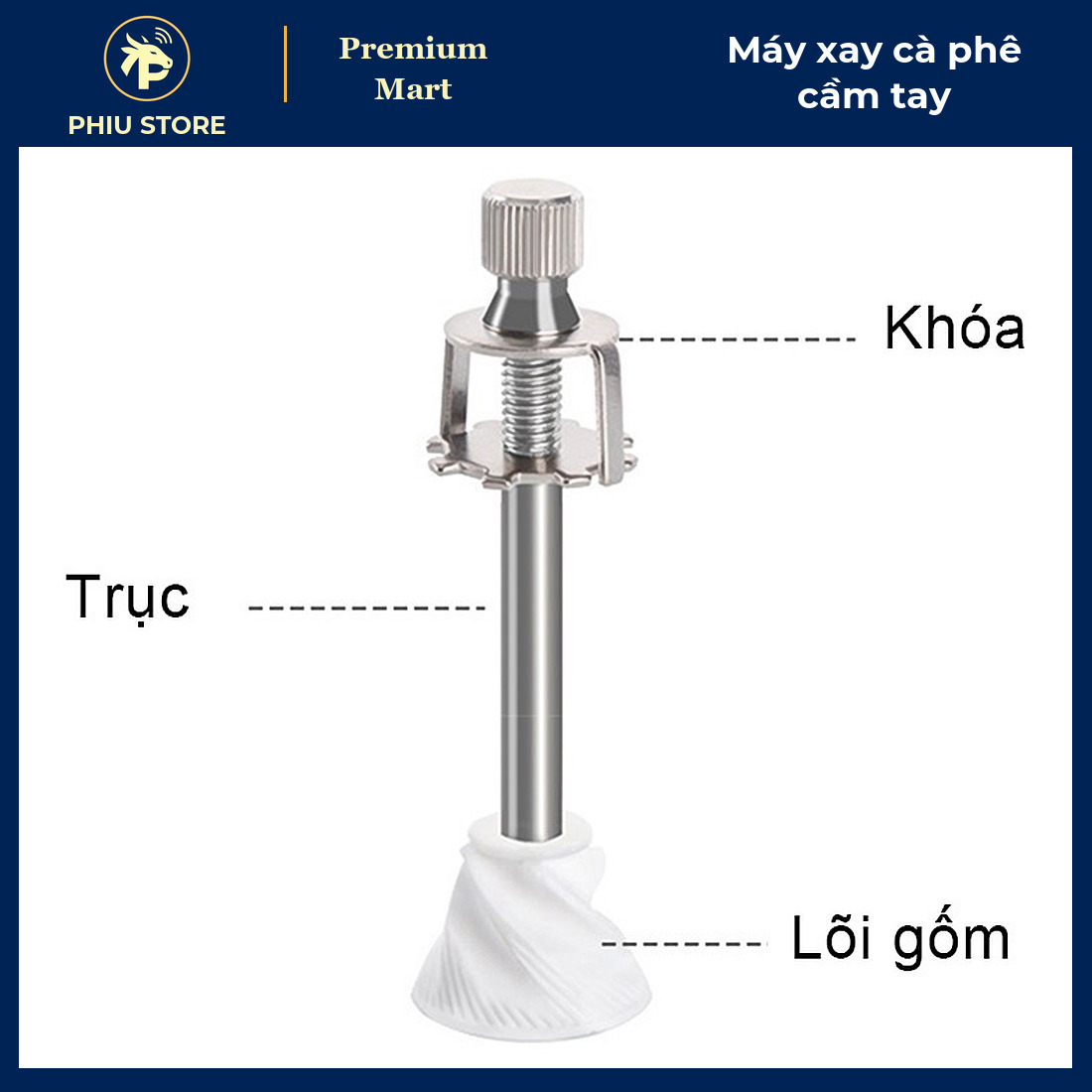 Máy Xay Cà Phê Cầm Tay Cối Gốm Điều Chỉnh Độ Mịn, Kèm 2 Hũ Thủy Tinh Có Đế Chống Trượt - PHIU STORE_thumbnail_4
