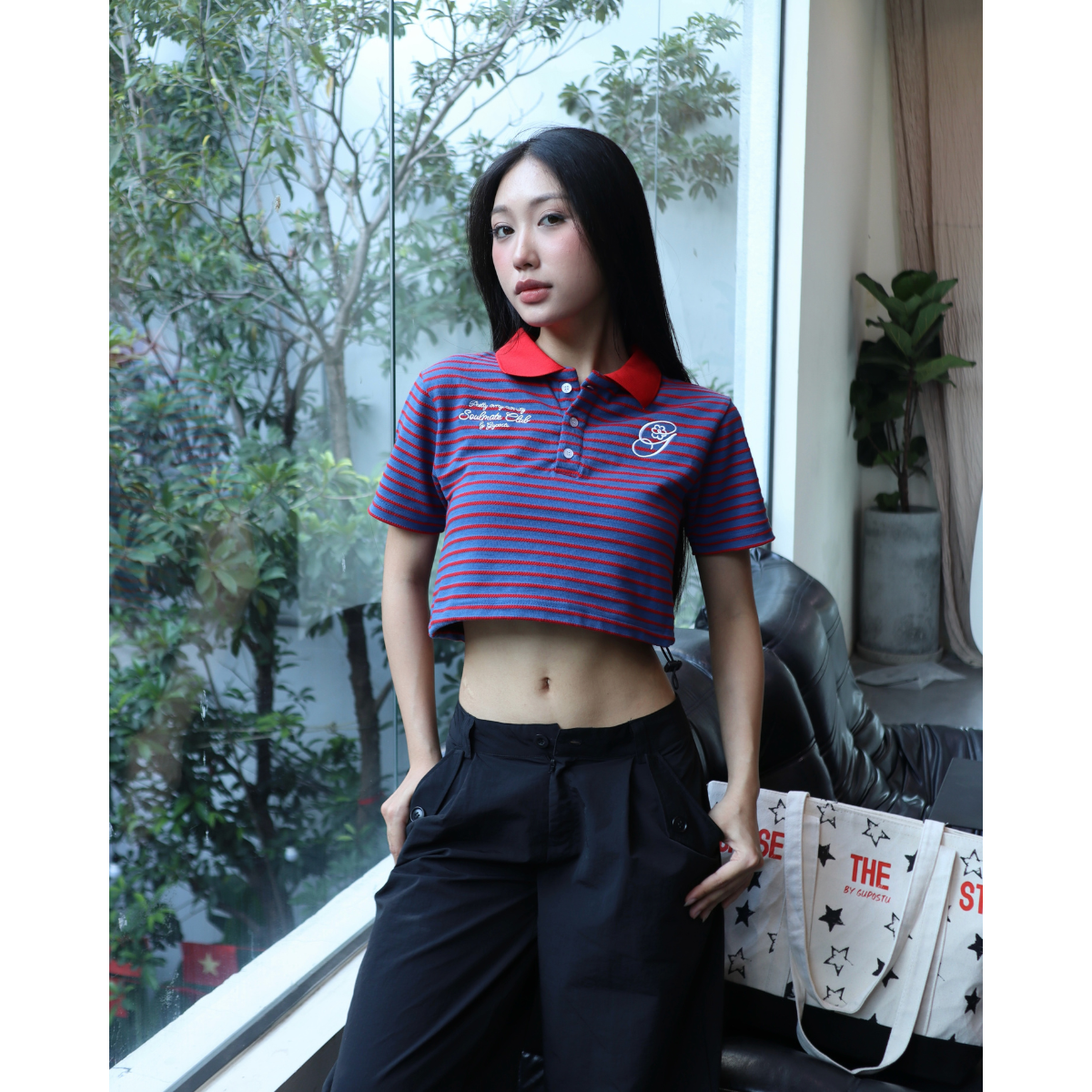 Áo Polo Crop Nữ GUPO Form Fit Thun Gân Co Giãn Dây Rút Gấu Áo Local Brand - PLS03_thumbnail_5