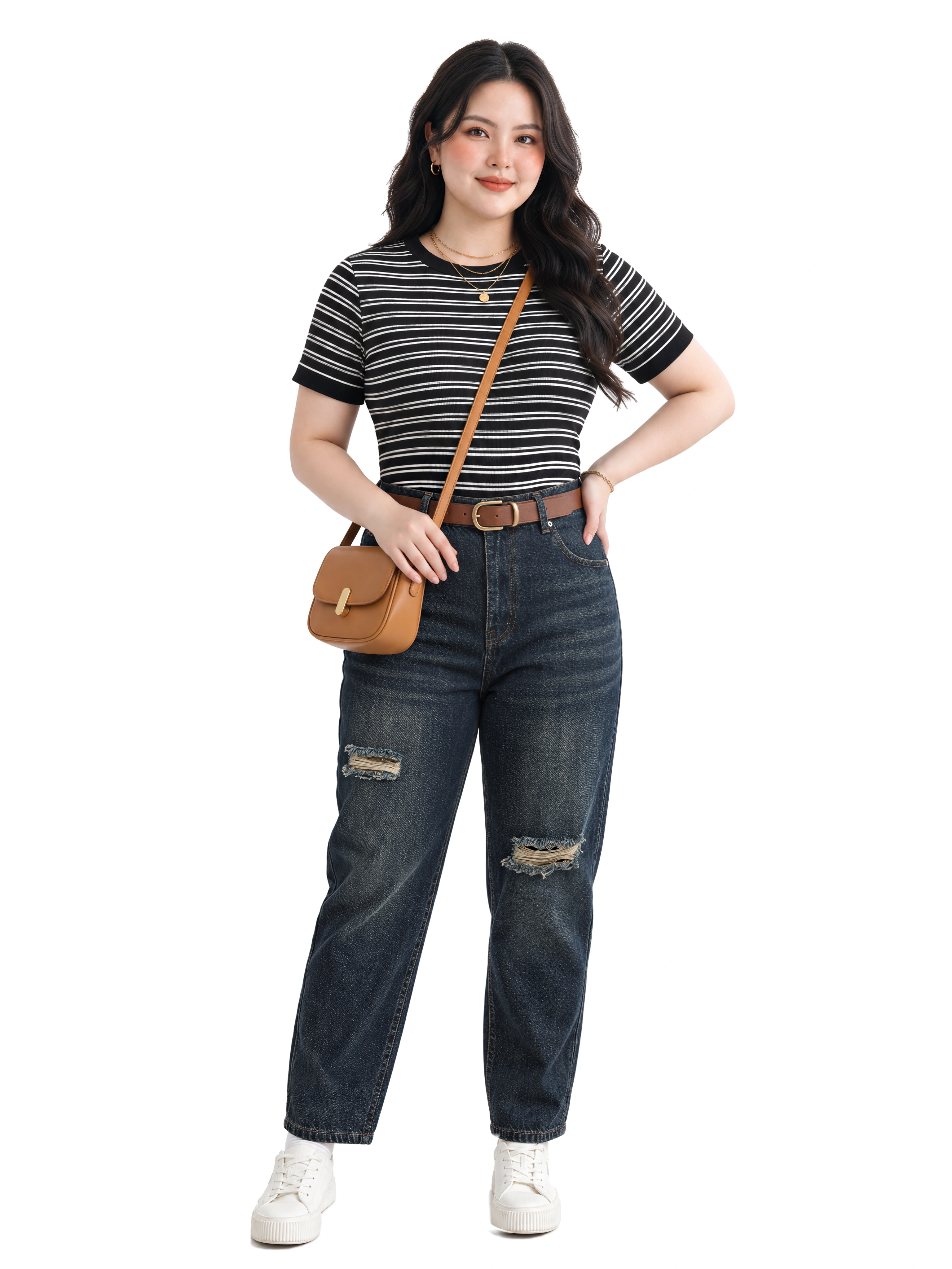 Quần Jean Baggy Túi Thêu Bigsize Lưng Cao Gọn Đùi - Xanh Đậm - Vừa 55-90kg - V-QJ5005