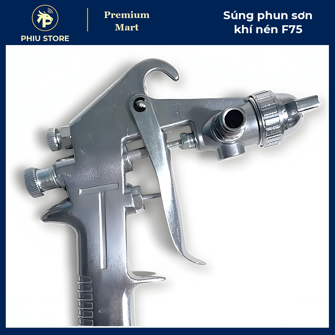 Súng Phun Sơn Khí Nén F75 Cốc Trên 400cc, Lỗ Phun 1,5 mm - Phun Sơn Đều, Bóng Mịn, Dùng Với Máy Nén Khí - PHIU STORE_thumbnail_3