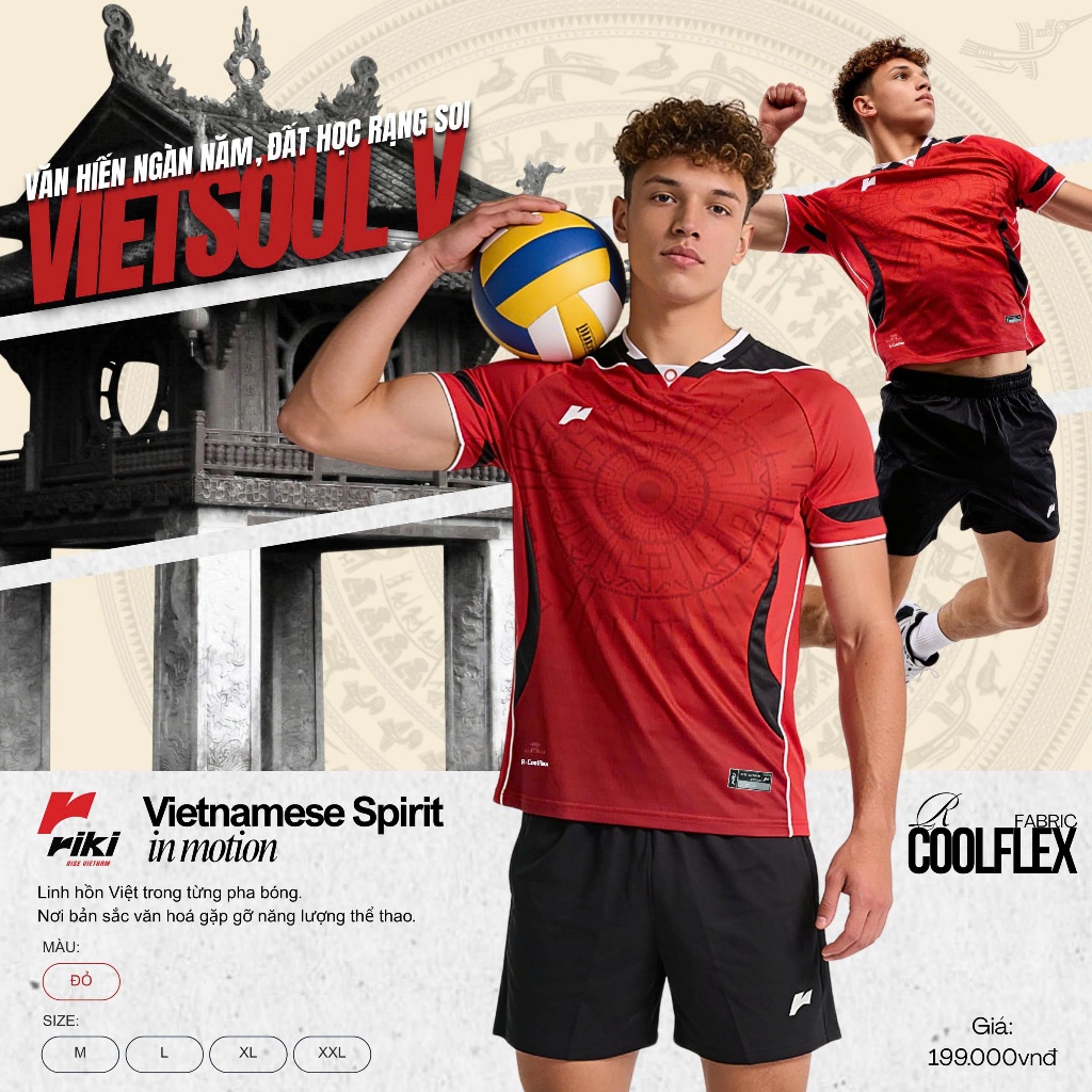 BST Quần Áo Bóng Chuyền Có Túi Riki Vietsoul V Thun Mè R-Coolflex Thể Thao Đương Đại_thumbnail_1
