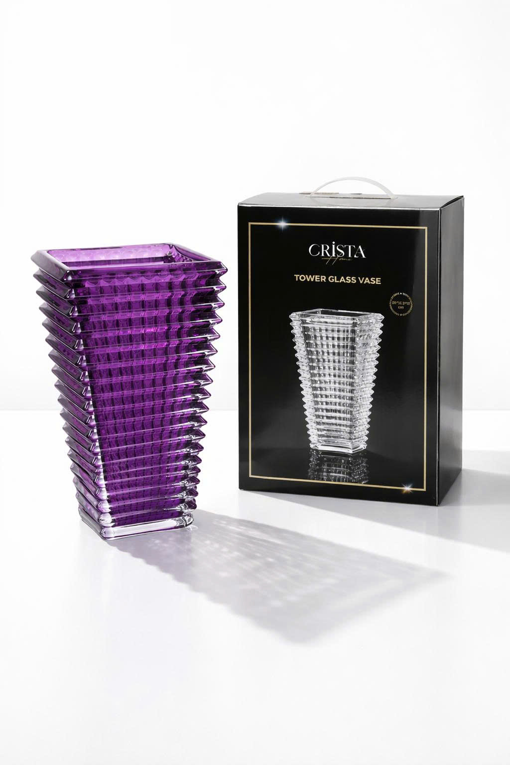 Bình cắm hoa thủy tinh dáng tháp 28cm