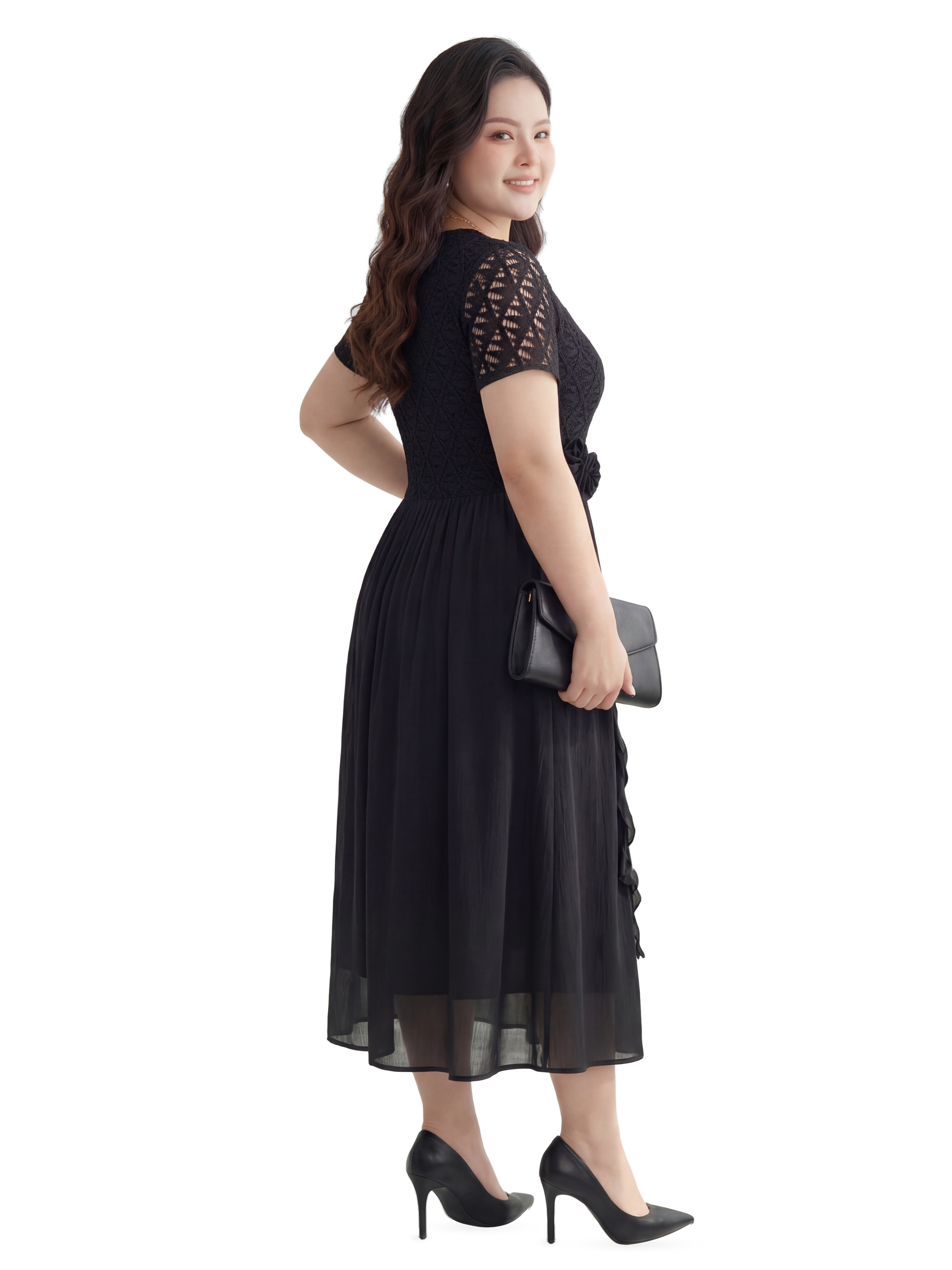 BIGSIZE NỮ - Đầm dáng dài phối hoa kiểu V-DA208_thumbnail_2