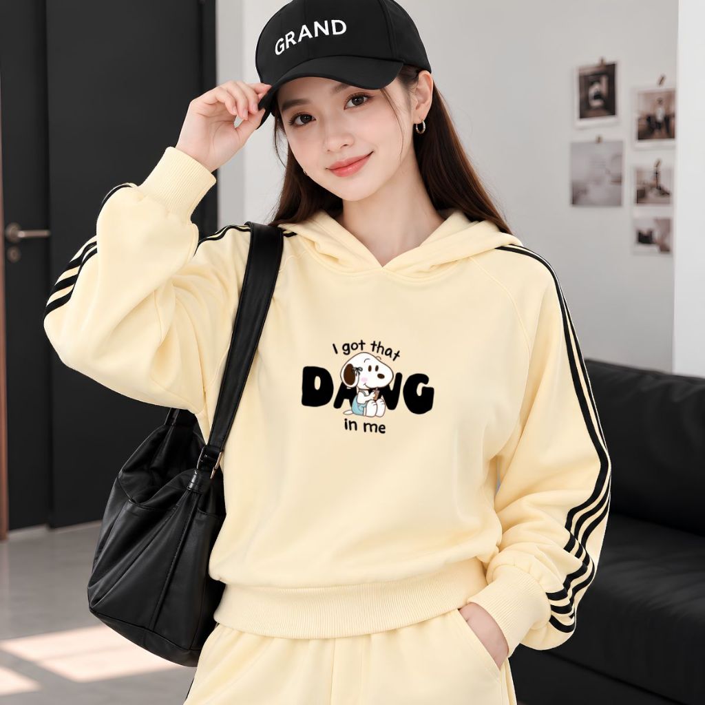 Áo nỉ hoodie nữ phối viền tay dáng ngắn nhiều hình dễ mặc -  Loza NP001_thumbnail_3