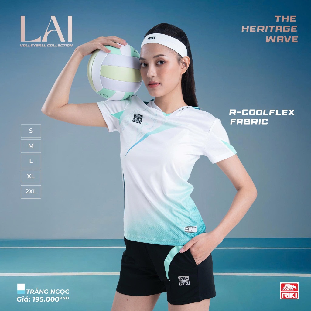 Quần Áo Bóng Chuyền Có Túi Riki LAI Trắng Thun Mè R-Cool Thoáng Khí Thể Thao Đương Đại_thumbnail_1