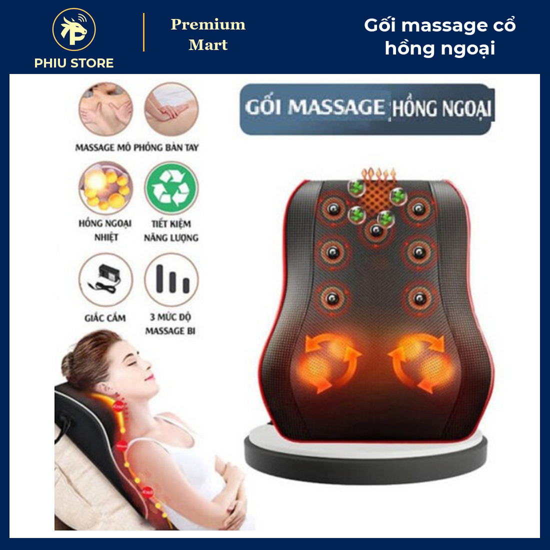 Gối Massage Hồng Ngoại Cổ Vai Gáy 16 Bi, 20 Bi - Mát Xa Cổ Vai Lưng Chân Tay, Có Chế Độ Nhiệt - PHIU STORE_thumbnail_2