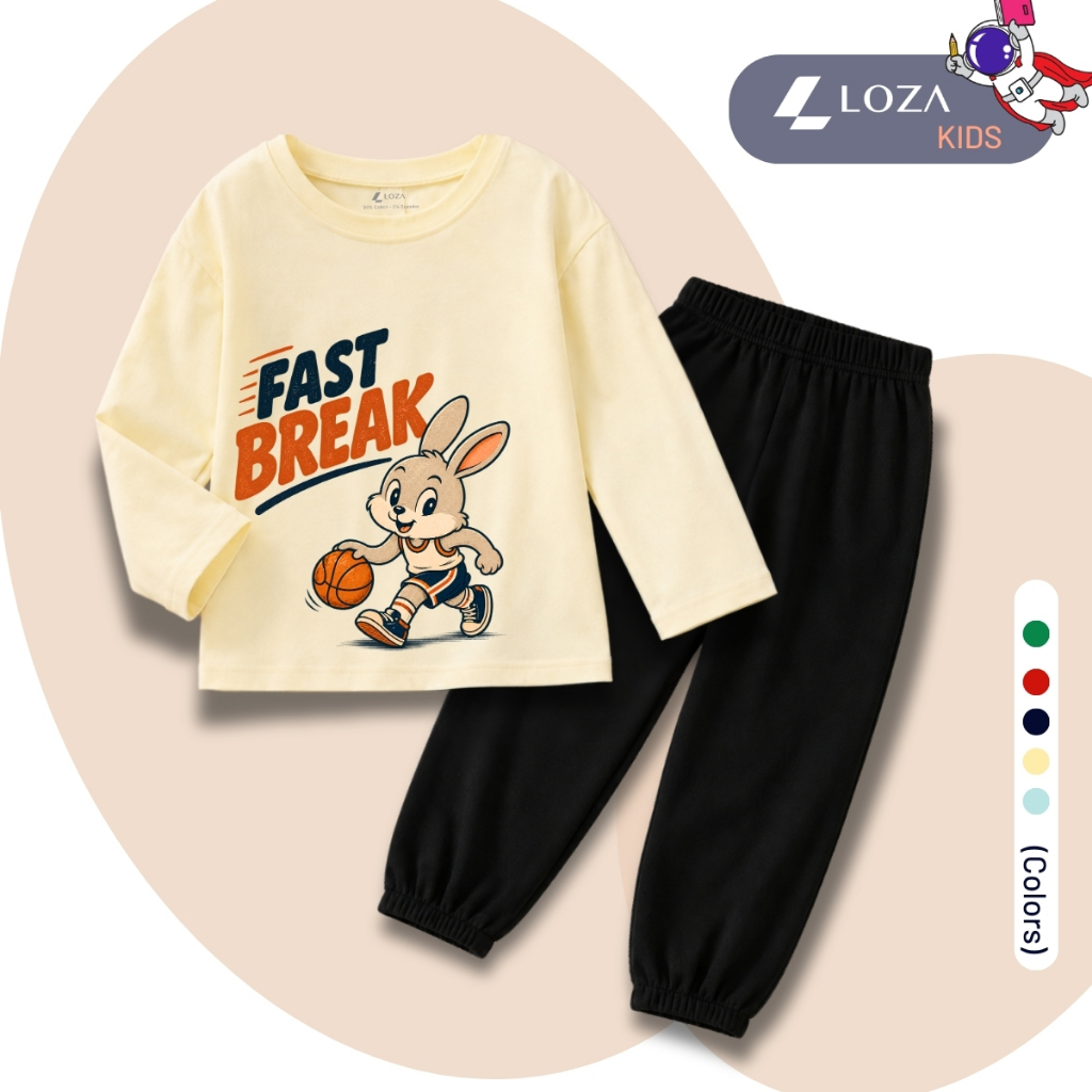 Set bộ Thu - Đông chất liệu cotton bé trai hình Thỏ đá bóng - Loza Kids BW745_thumbnail_1