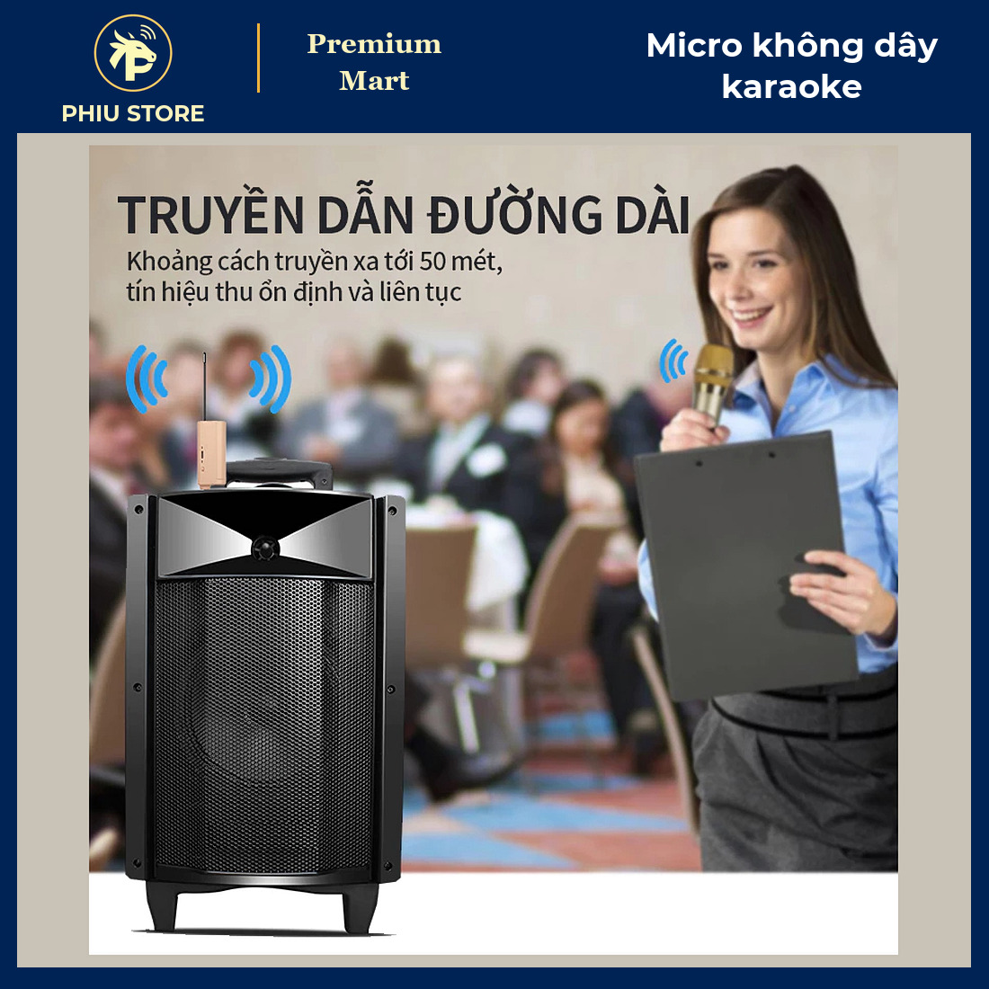 Bộ Micro Không Dây Karaoke UHF Cầm Tay, Kèm Đầu Thu Cắm Loa Kéo, Âm Ly, Mixer - PHIU STORE_thumbnail_5