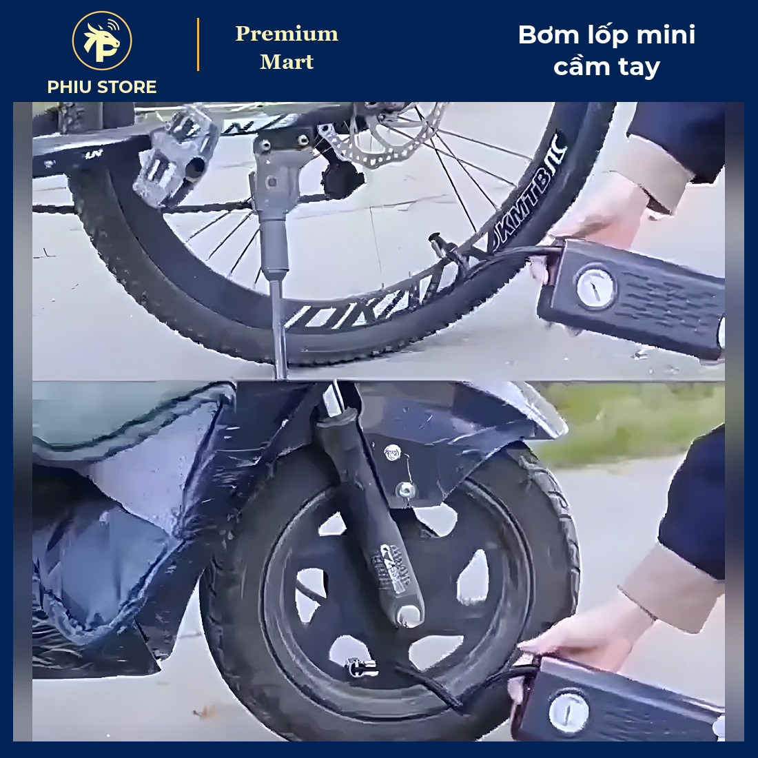 Máy Bơm Lốp Mini Cầm Tay Dùng Pin Sạc Có Đồng Hồ Kim - Bơm Hơi Ô Tô, Xe Máy, Xe Đạp, Xe Điện, Bóng - PHIU STORE_thumbnail_5