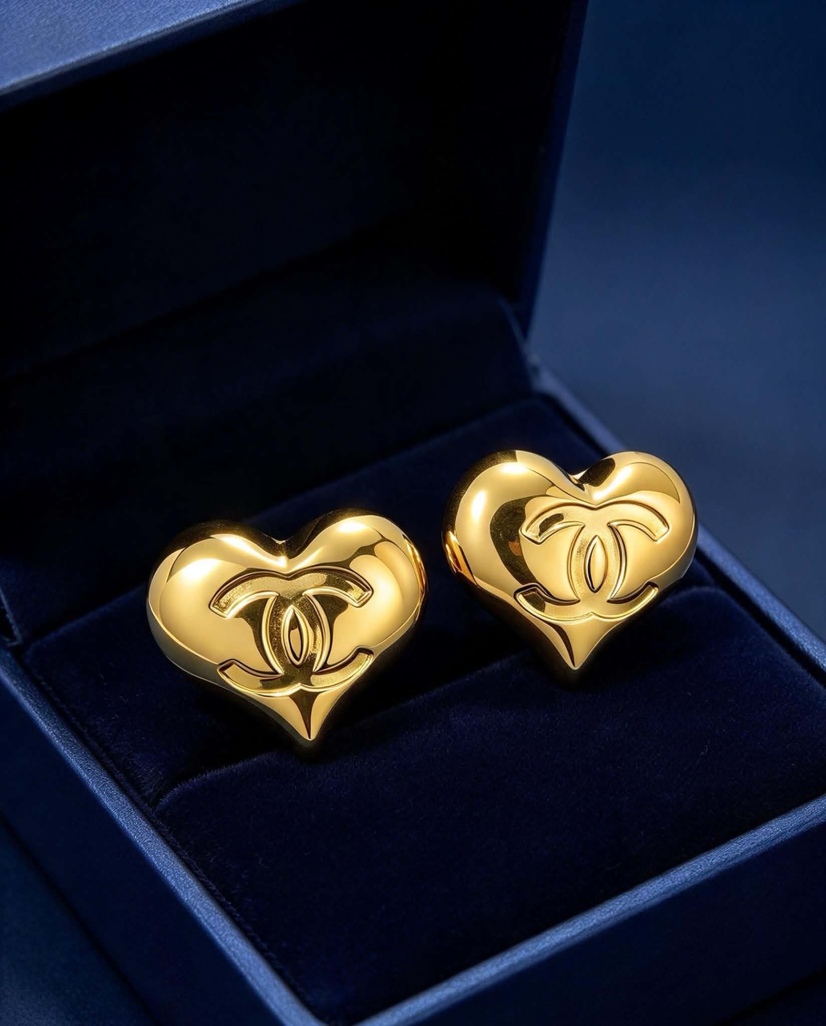 BIG HEART CHANEL STUD EARRING
