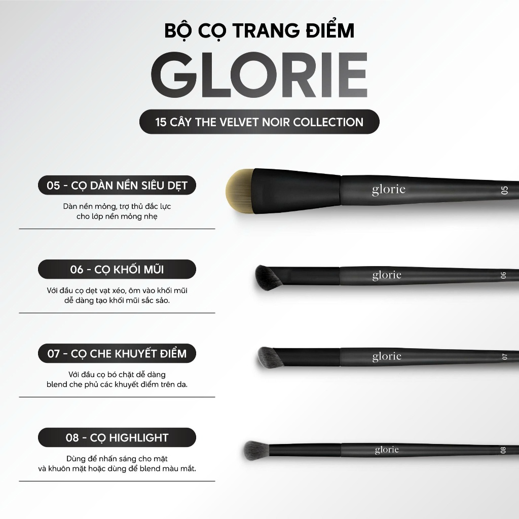 [GLORIE] Bộ cọ trang điểm 15 cây Glorie The Velvet Noir Collection_thumbnail_6