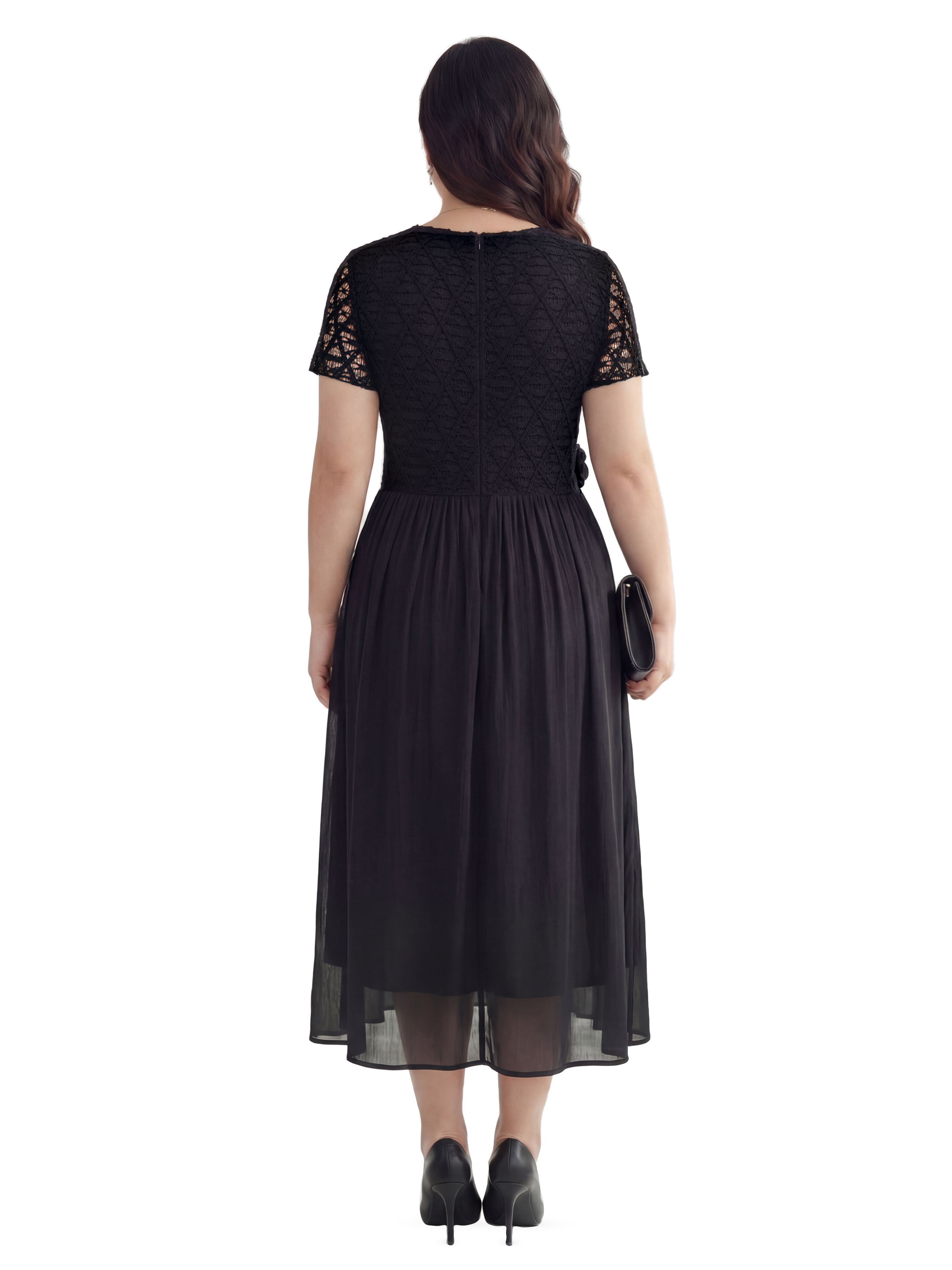 BIGSIZE NỮ - Đầm dáng dài phối hoa kiểu V-DA208_thumbnail_3