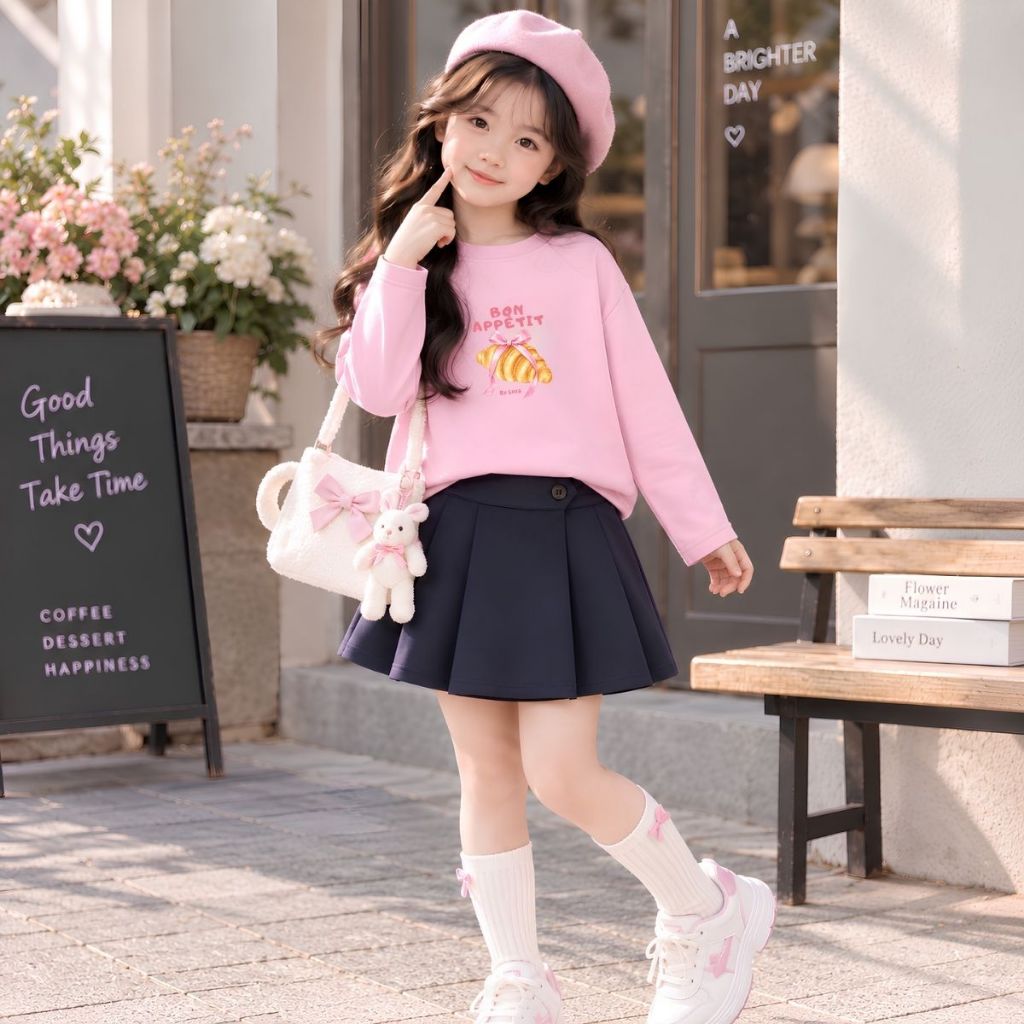 Áo thun dài tay bé gái in hình chiếc bánh mỳ nơ hồng - Loza Kids KTV3740_thumbnail_0