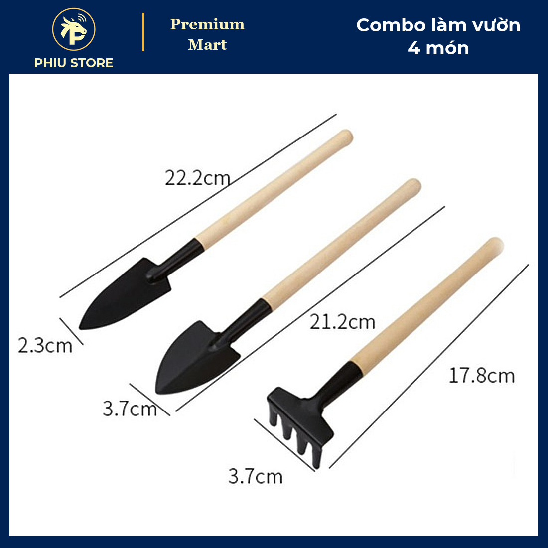 Combo Làm Vườn Ban Công 4 Món: Xẻng Không Gỉ, Bộ 3 Dụng Cụ Mini, Găng Tay Làm Vườn, Đầu Vòi Phun Sương - PHIU STORE_thumbnail_5