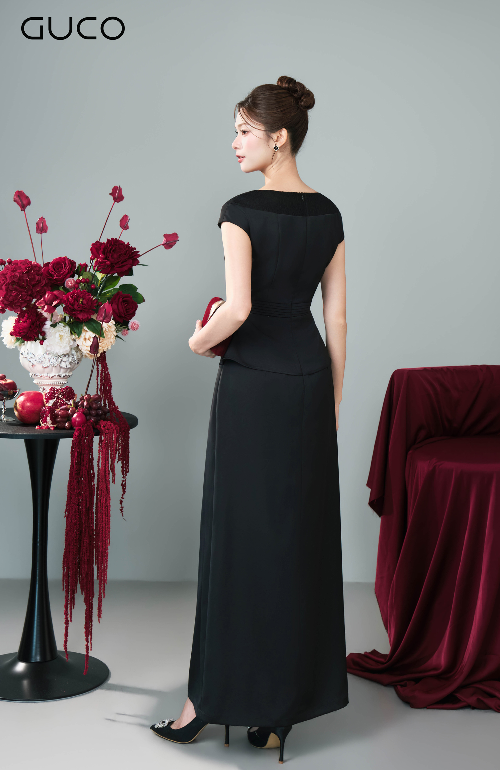 Đầm Dạ Hội Đen Peplum Cổ Phối Xếp Ly - 5297_thumbnail_4