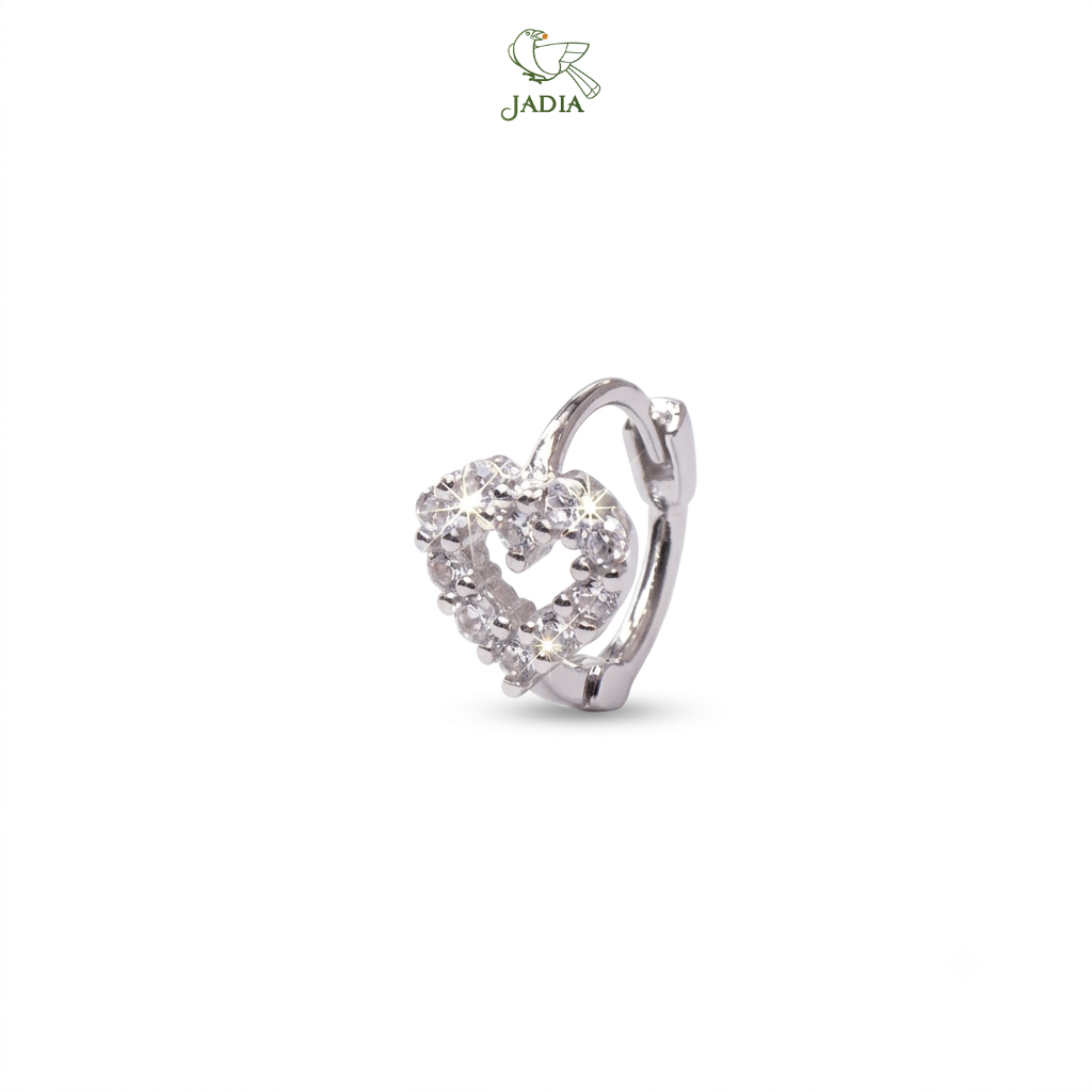  Bông tai Huggie Heart - Bạc 925 mạ Rhodium đính đá Zircon_thumbnail_2