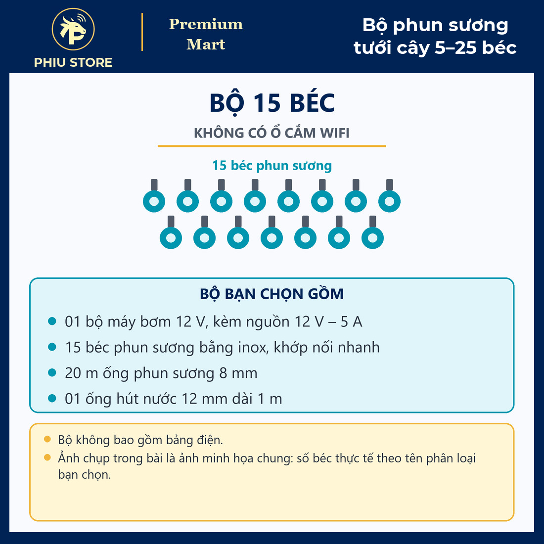Bộ Phun Sương Làm Mát Tưới Cây Bơm 12V 5–25 Béc Inox, Có Bản Ổ Cắm Wifi Điều Khiển Từ Xa Hẹn Giờ - PHIU STORE_thumbnail_8