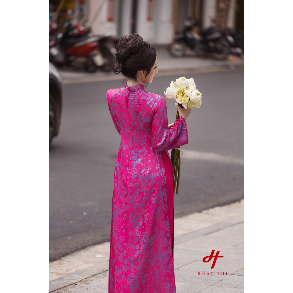 Áo dài cách tân Phượng Cẩm Hồng Sang trọng, chất lụa gấm cao cấp đi tiệc, lễ Tết | Hoài Thị - BST Sắc