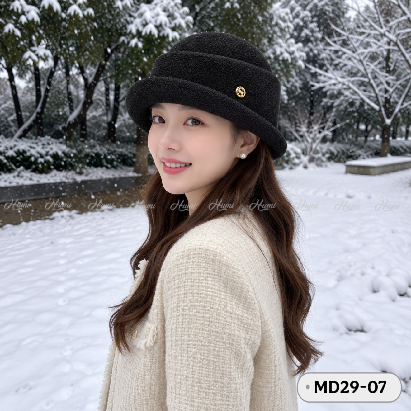MŨ HEPBURN LEN CHO NỮ (MD29-07 ĐEN)