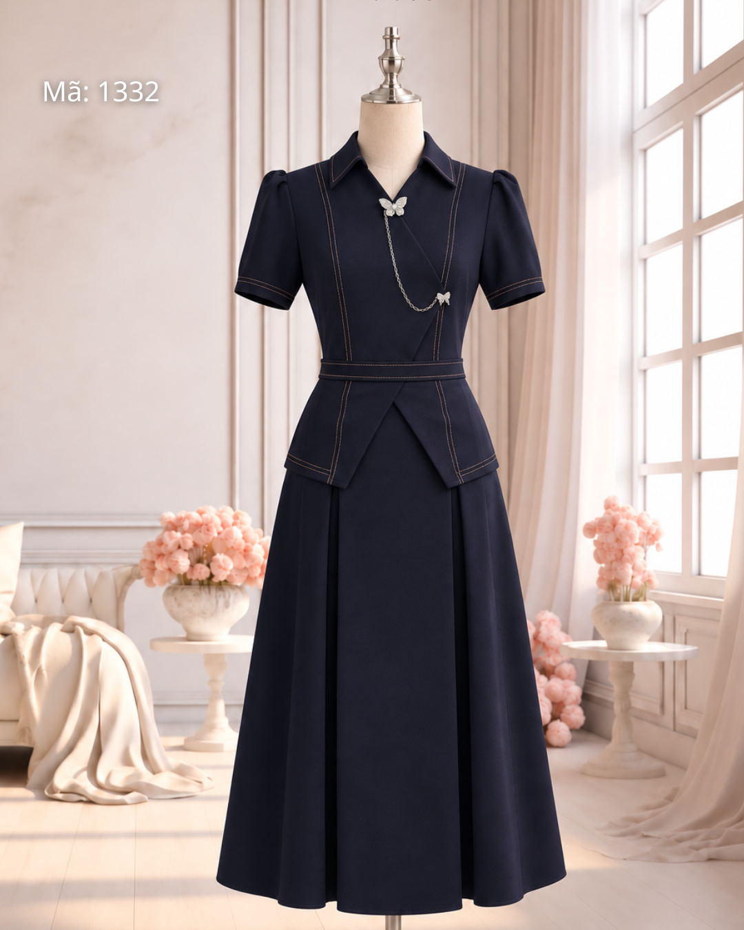 Đầm Xoè Viền Chỉ Tag Bướm
