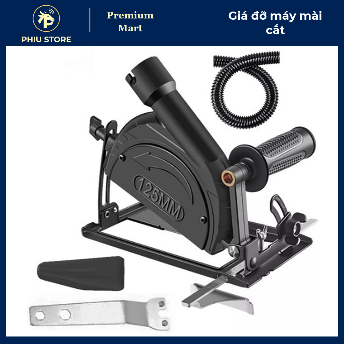Giá Đỡ Máy Mài Góc Thành Máy Cắt Bàn Có Ống Hút Bụi, Chỉnh Sâu 0–40 Mm, Góc 0–45° - Cắt Gỗ, Gạch, Nhôm - PHIU STORE