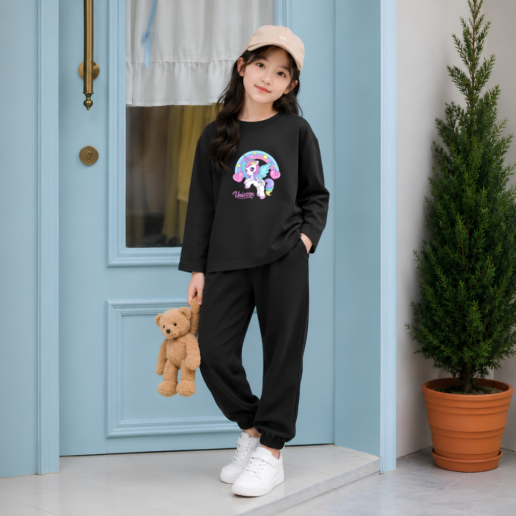 Set bộ Thu - Đông chất liệu cotton bé gái hình Ngụa Pony Unicorn đáng yêu - Loza Kids BW724_thumbnail_5