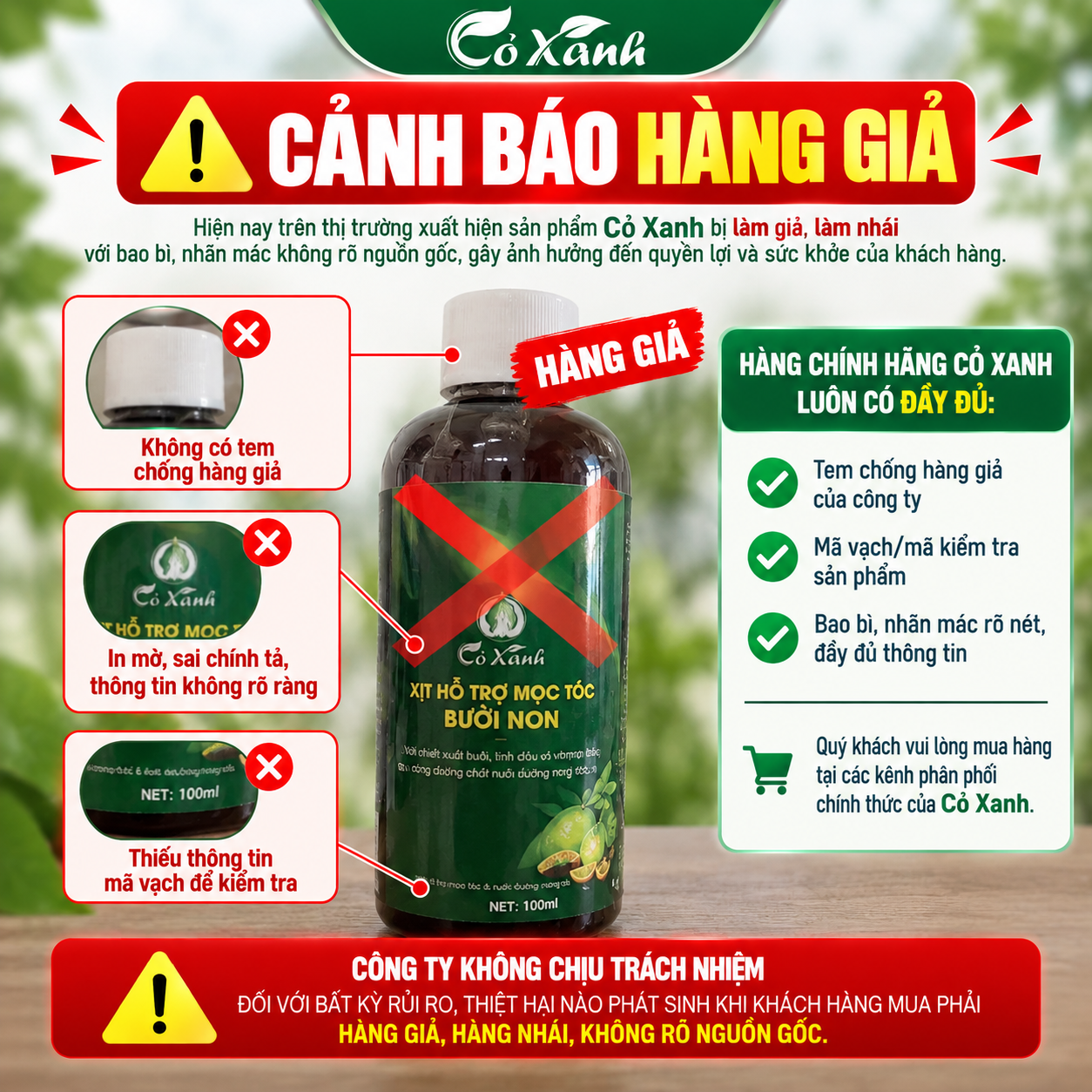 Cảnh Báo Hàng Giả Của Cỏ Xanh