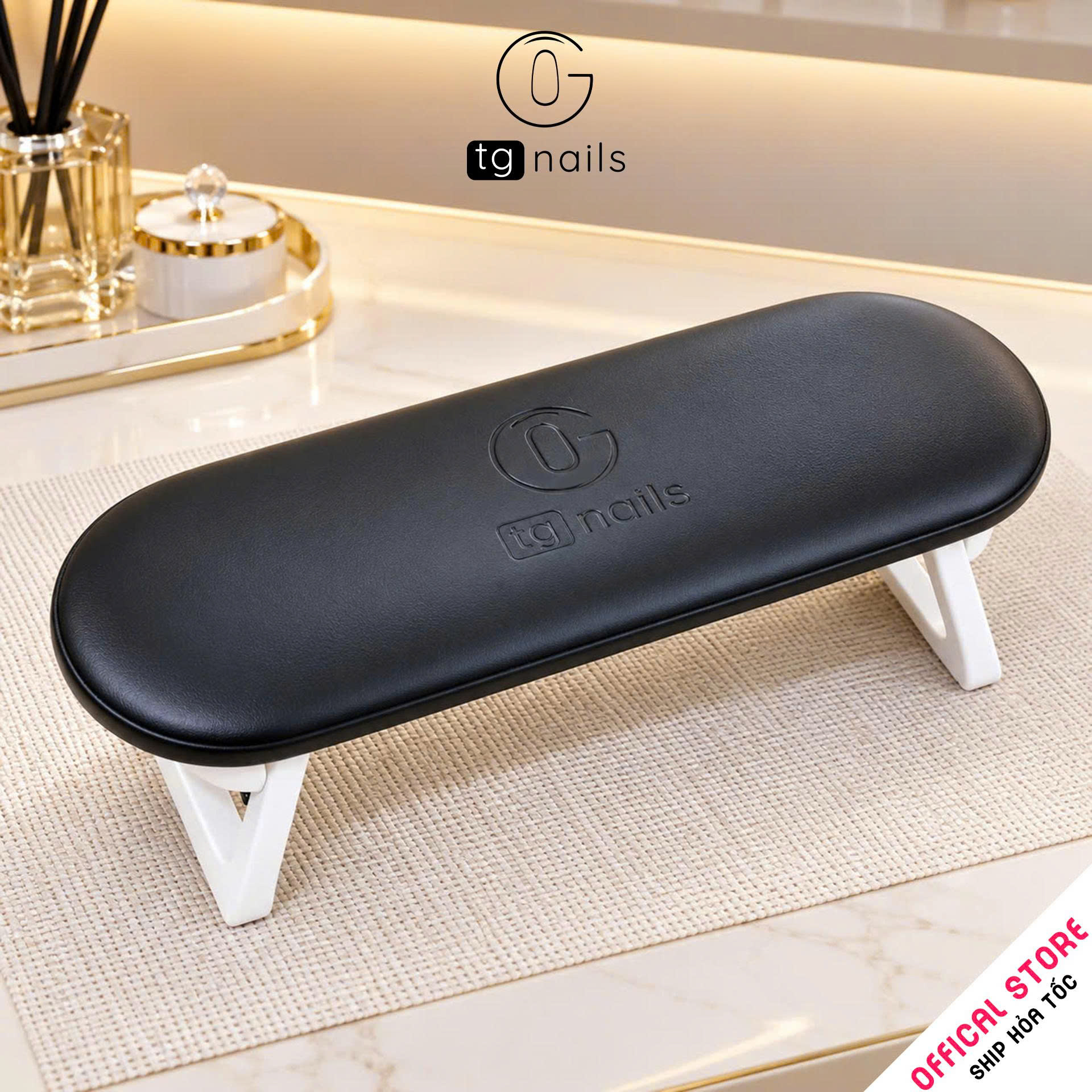 Kệ kê tay làm nail, model: H6, khung nhựa ABS, nhồi đệm bọc giả da PU, kích thước: (322*108*120)mm. Nhãn hiệu: TG Nails, mới 100%_thumbnail_8