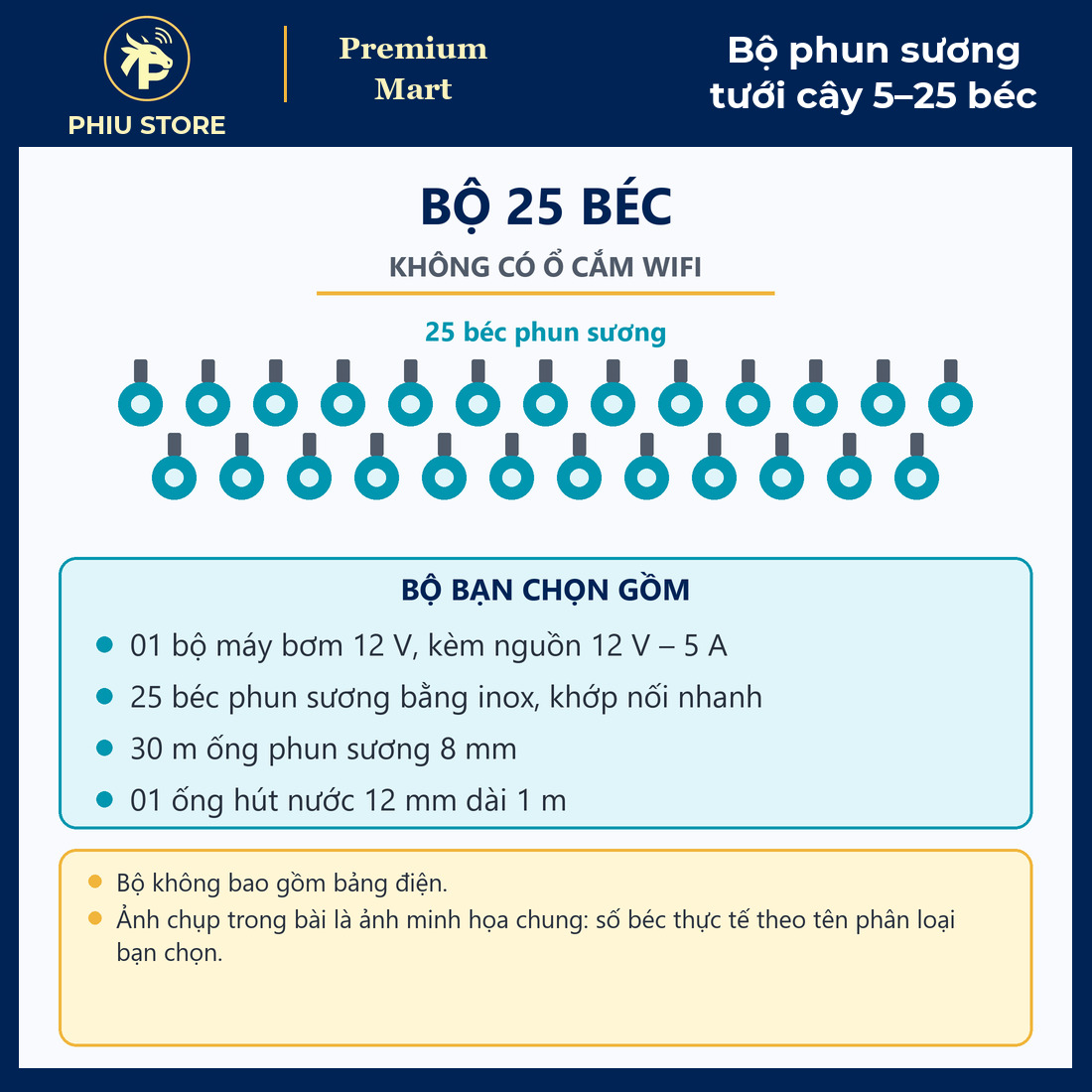 Bộ Phun Sương Làm Mát Tưới Cây Bơm 12V 5–25 Béc Inox, Có Bản Ổ Cắm Wifi Điều Khiển Từ Xa Hẹn Giờ - PHIU STORE_thumbnail_10