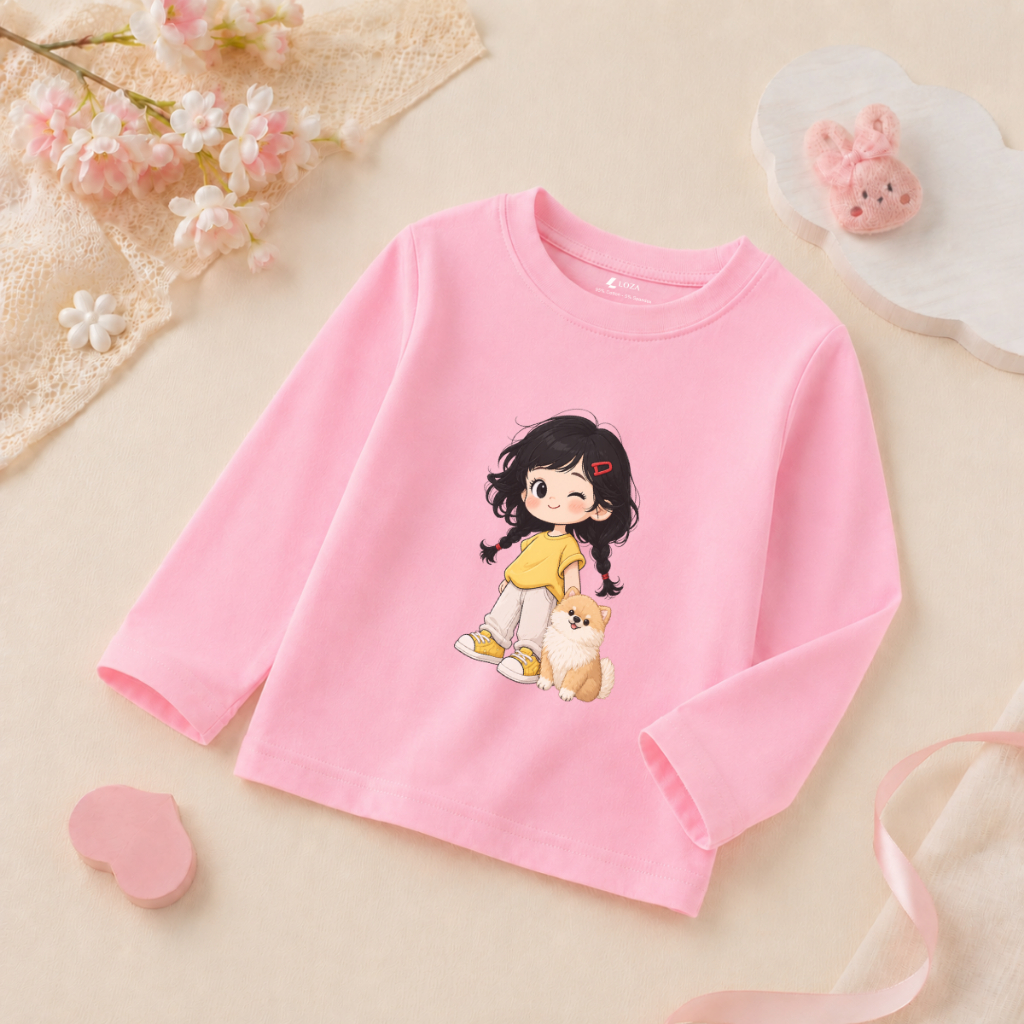 Áo thun dài tay bé gái nhiều hình in cô gái dễ thương - Loza Kids  KT015_thumbnail_4