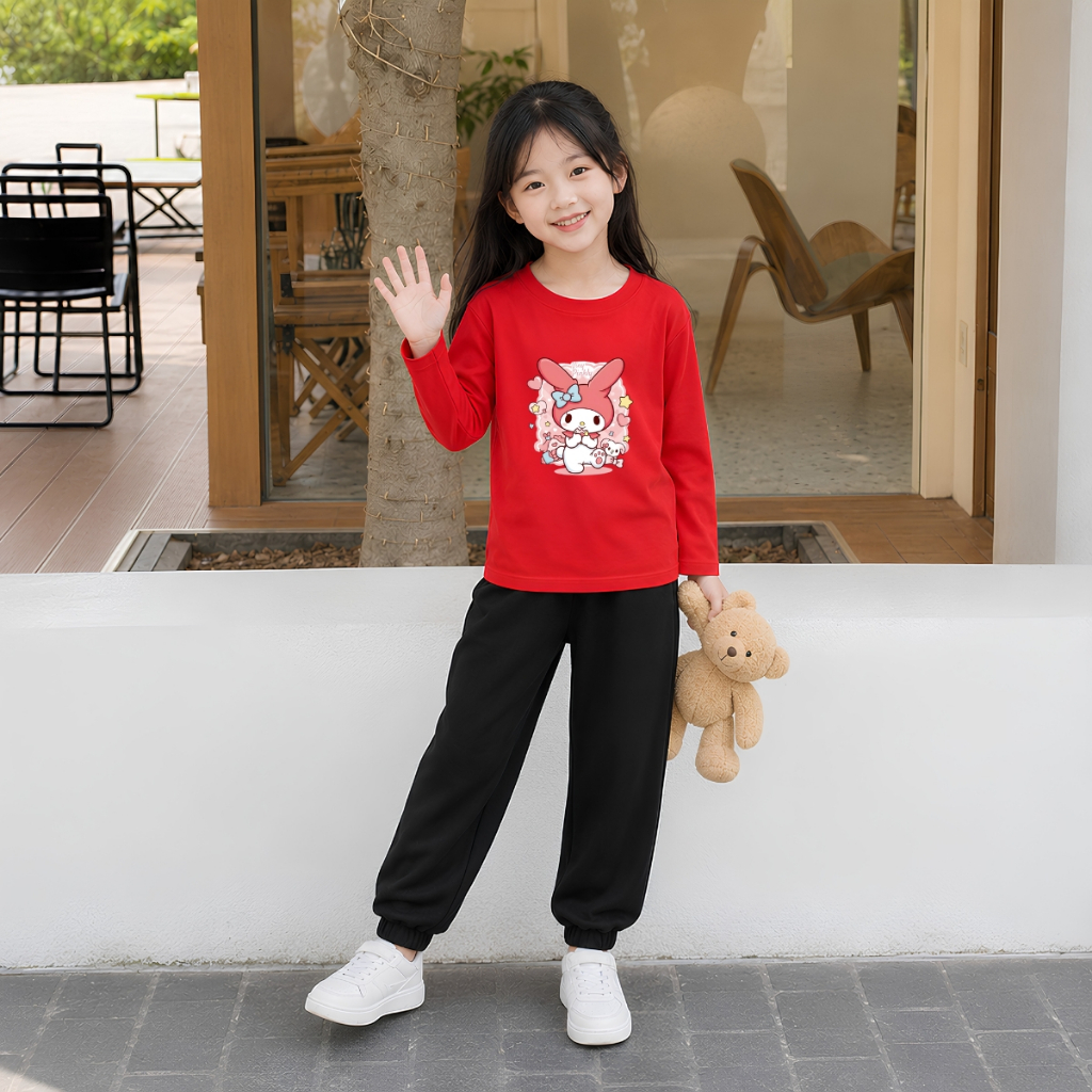 Set bộ Thu - Đông chất liệu cotton bé gái hình Medoly đáng yêu - Loza BW723