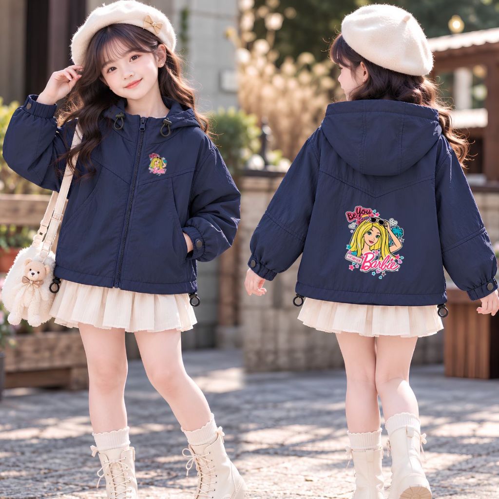 Áo gió bé gái hình Barbie tóc vàng -  Loza Kids AJ3768