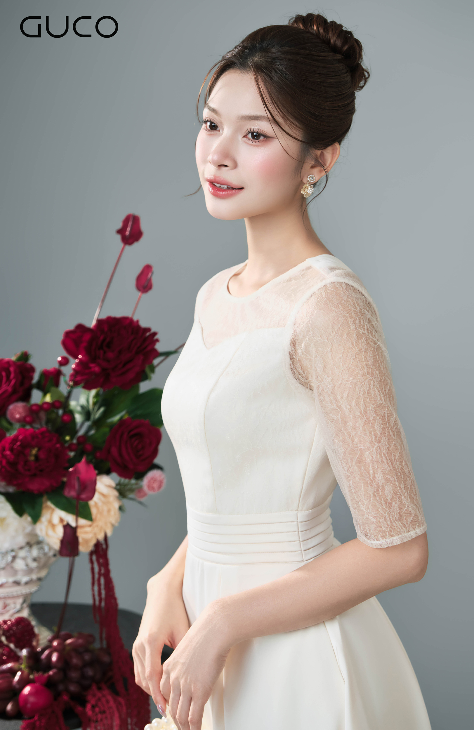 Đầm Midi Trắng Kem Tay Lỡ Phối Voan - 5278_thumbnail_3
