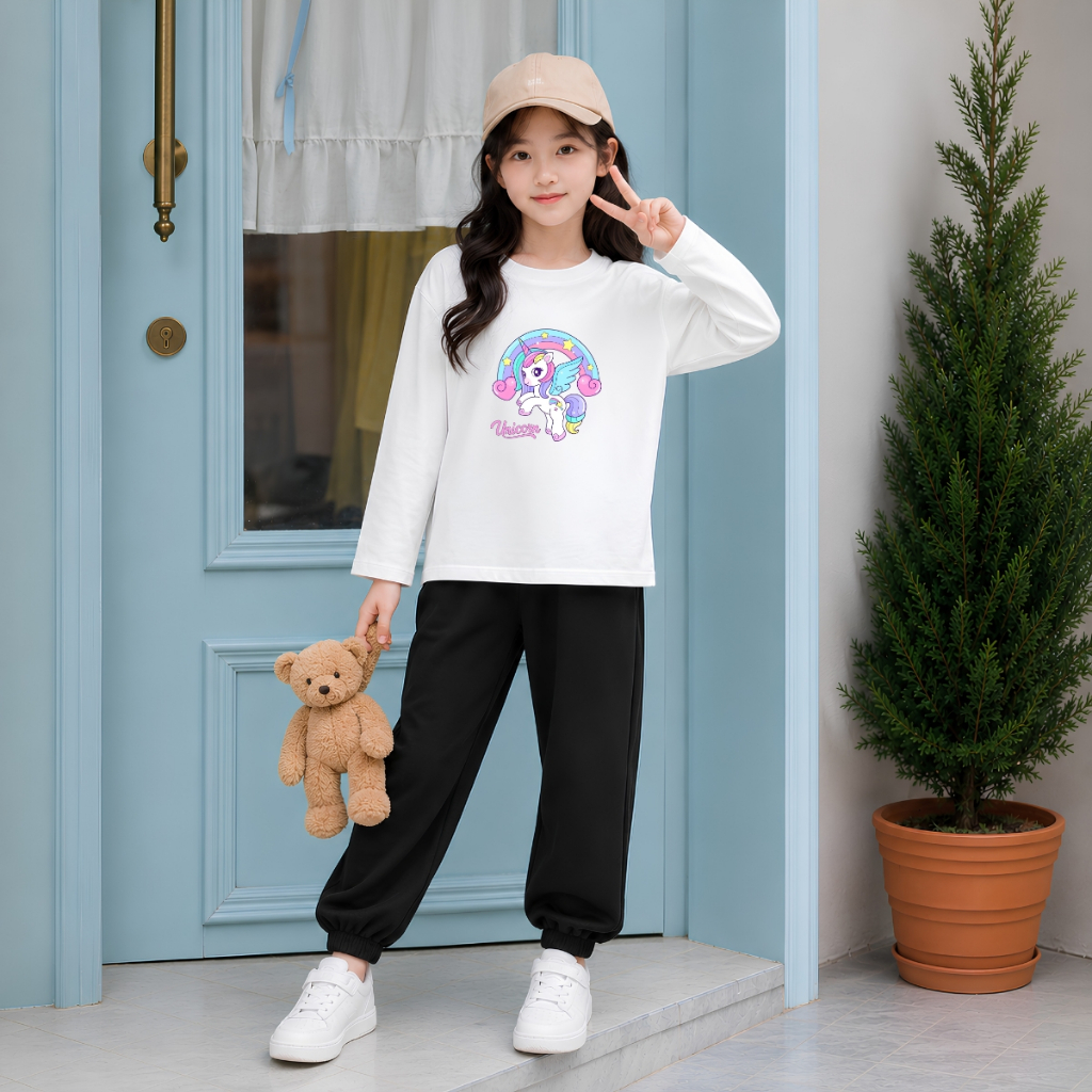 Set bộ Thu - Đông chất liệu cotton bé gái hình Ngụa Pony Unicorn đáng yêu - Loza Kids BW724_thumbnail_0