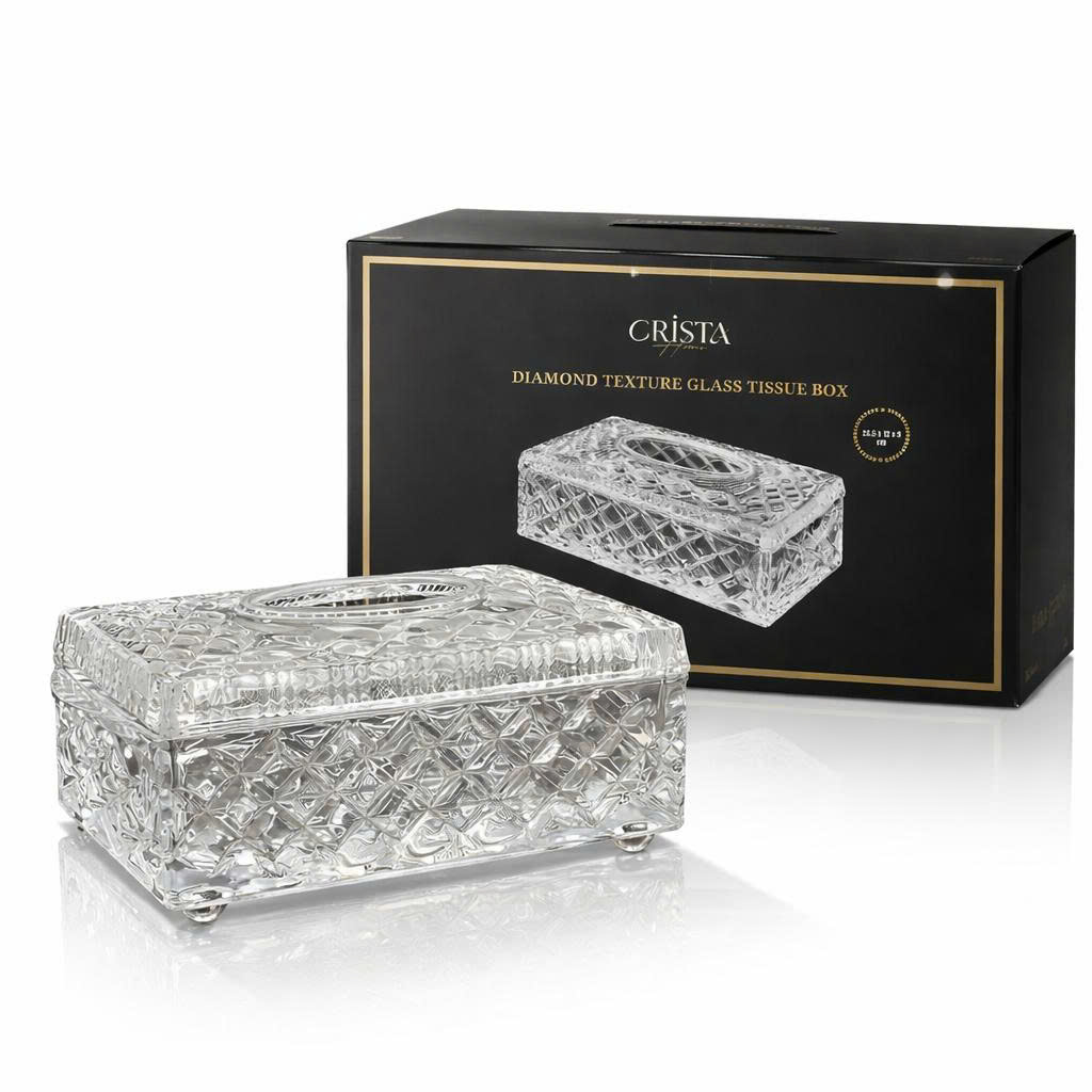 HỘP THỦY TINH ĐỰNG GIẤY ĂN VÂN KIM CƯƠNG CRISTA HOME 60250
