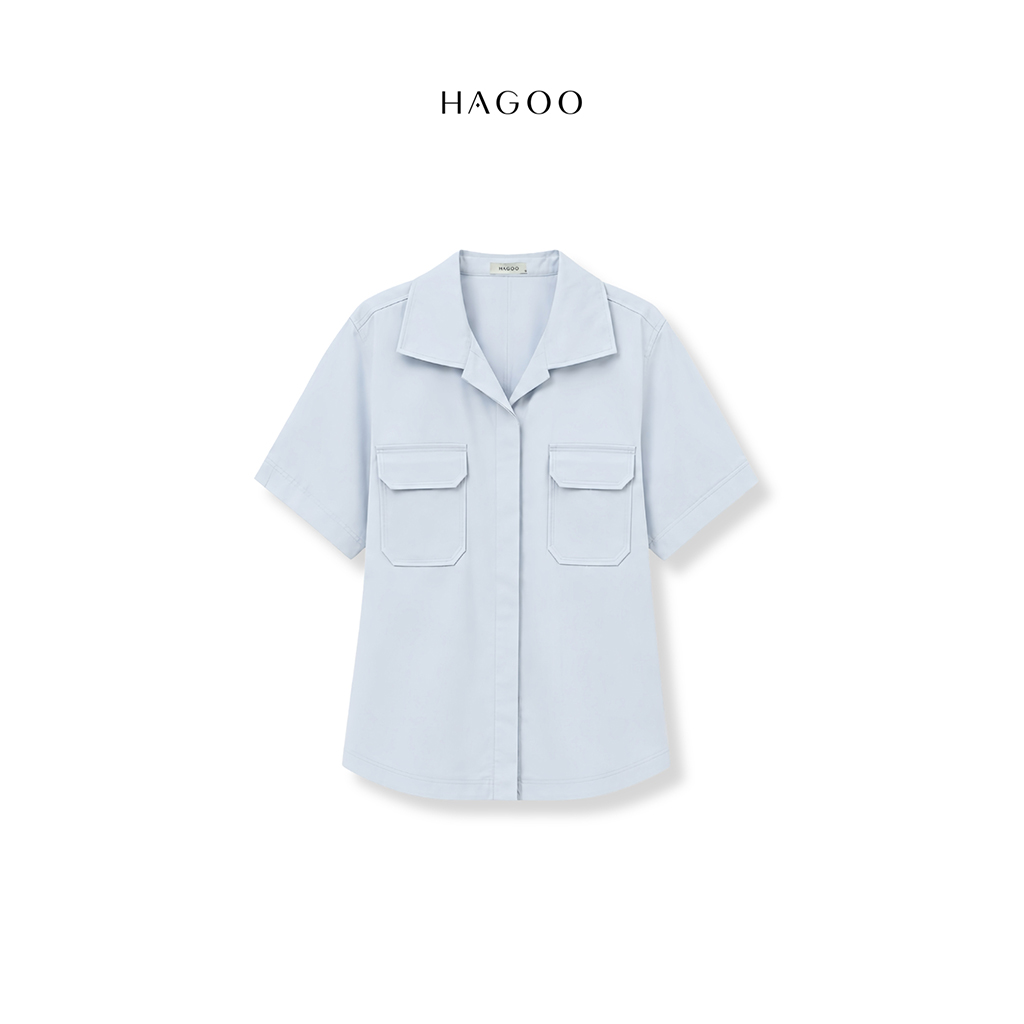 Set áo sơ mi kaki cổ dựng túi ốp diễu HAGOO_thumbnail_8