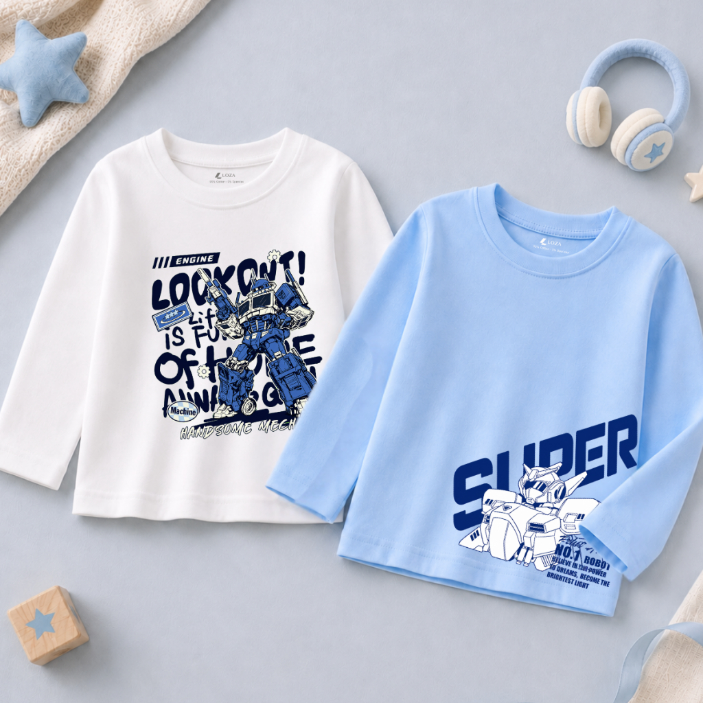 Áo thun dài tay bé trai nhiều hình in khỏe khoắn, năng động -  Loza Kids - KT012 KT012