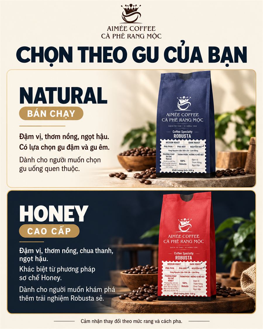 Chọn theo gu của bạn: Natural bán chạy – Honey cao cấp