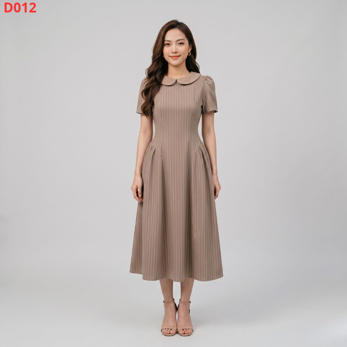 D012- Đầm sọc cổ sen
