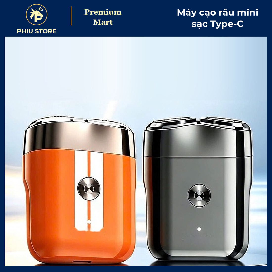 Máy Cạo Râu Mini 2 Đầu Quay Sạc Type-C, Cạo Khô Và Ướt, Thân Máy Chống Nước, Nhỏ Gọn Bỏ Túi - PHIU STORE